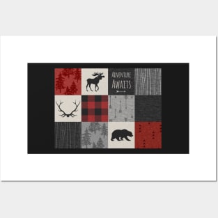 Adventure Patchwork - Red And Black Posters and Art